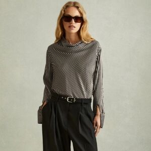 Reiss Black and White Striped Blouse
